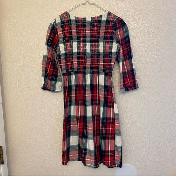 Old Navy girls Plaid Flannel Smocked Long-Sleeve Dress Christmas holiday L 10-12 - Picture 2 of 10